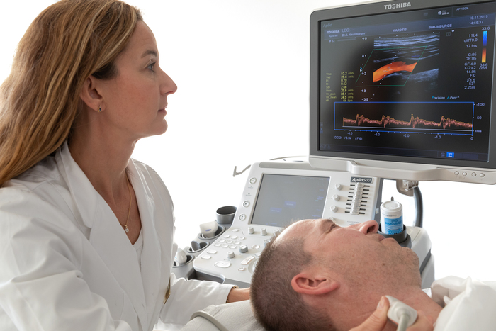 Ultraschallbild der Hirngefässe und CT-Angiographie (aus Thieme-connect.com)